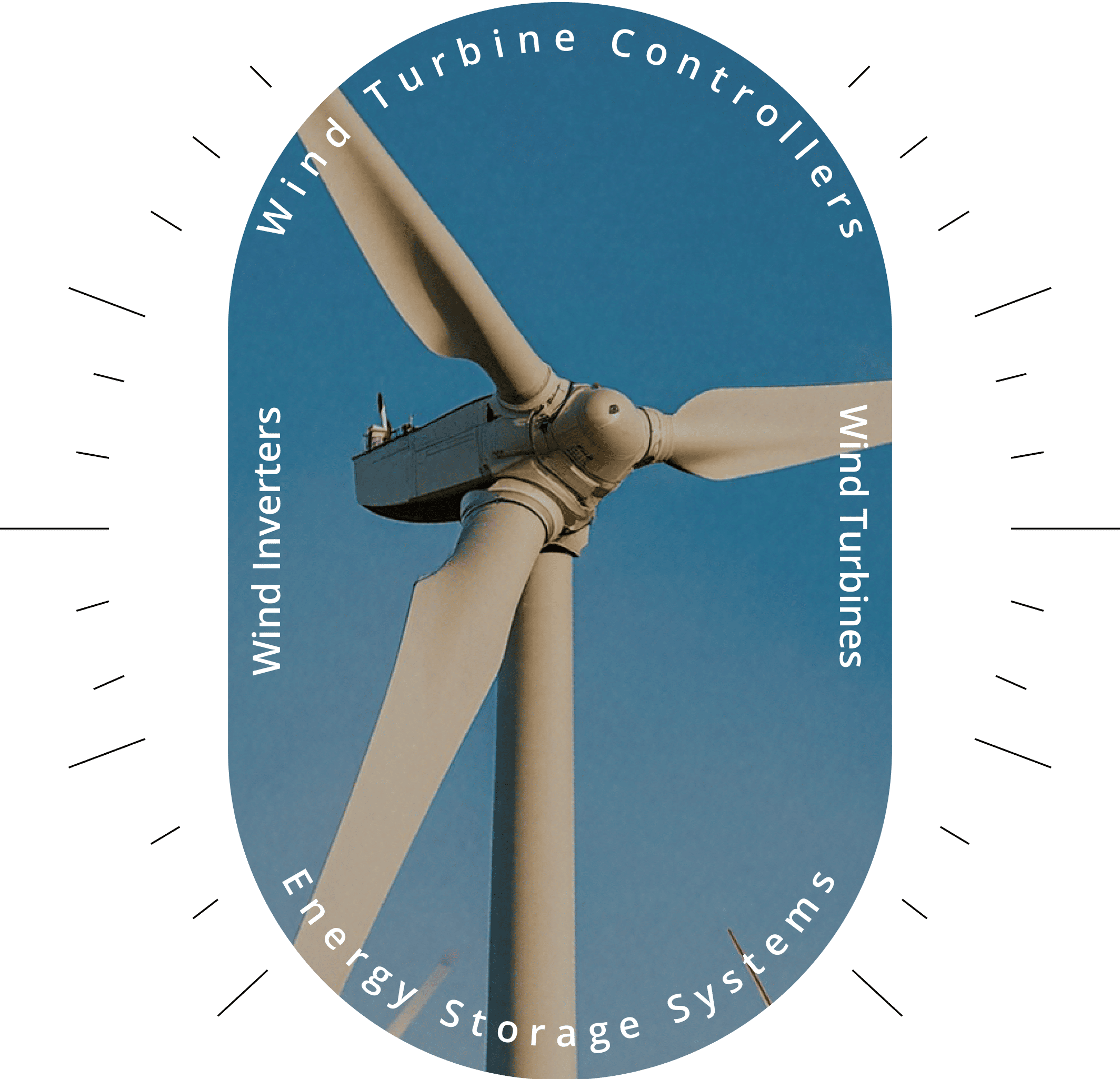 Solar panels and wind turbines in a field